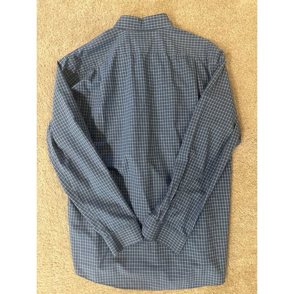 Men’s LL Bean Wrinkle Resistant Button Up Long Sleeve Blue Check Size M - Picture 4 of 4